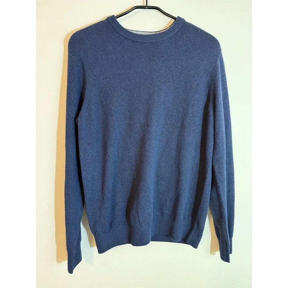 Faherty Sweater Mens Size M Blue Crewneck Pullover Knit Stretch Ribbed